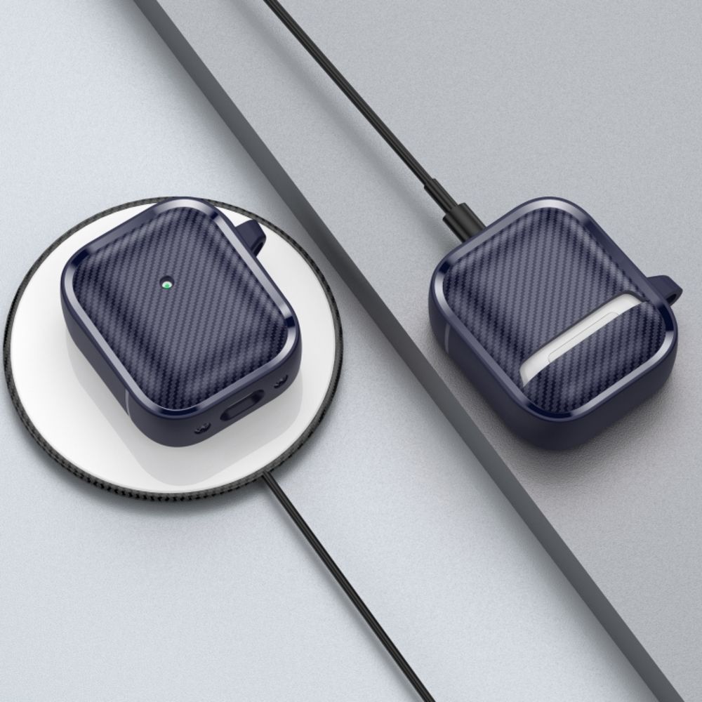 Θήκη Σιλικόνης Sonique Carbon Brushed για AirPods 1/2 Μπλε Σκούρο