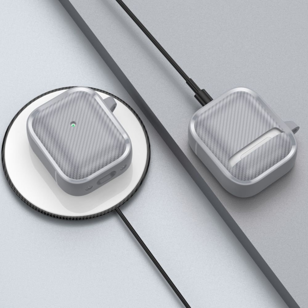 Θήκη Σιλικόνης Sonique Carbon Brushed για AirPods 1/2 Σκούρο Γκρι