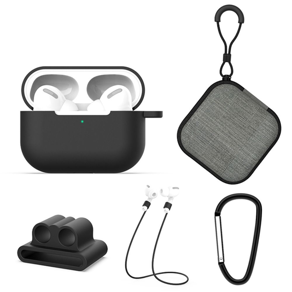 Σετ 5 σε 1 Sonique Soft Touch  για AirPods Pro Μαύρο