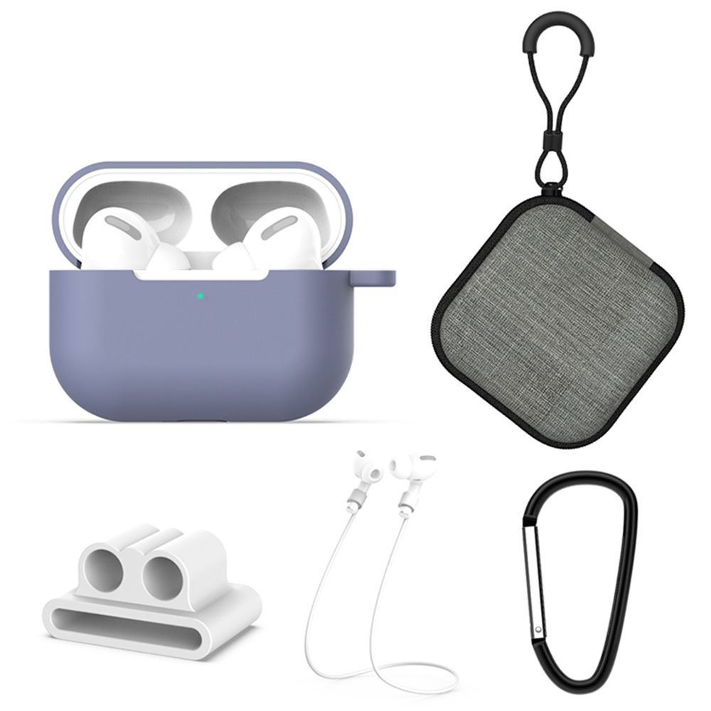 Σετ 5 σε 1 Sonique Soft Touch  για AirPods Pro Μπλε Γκρι