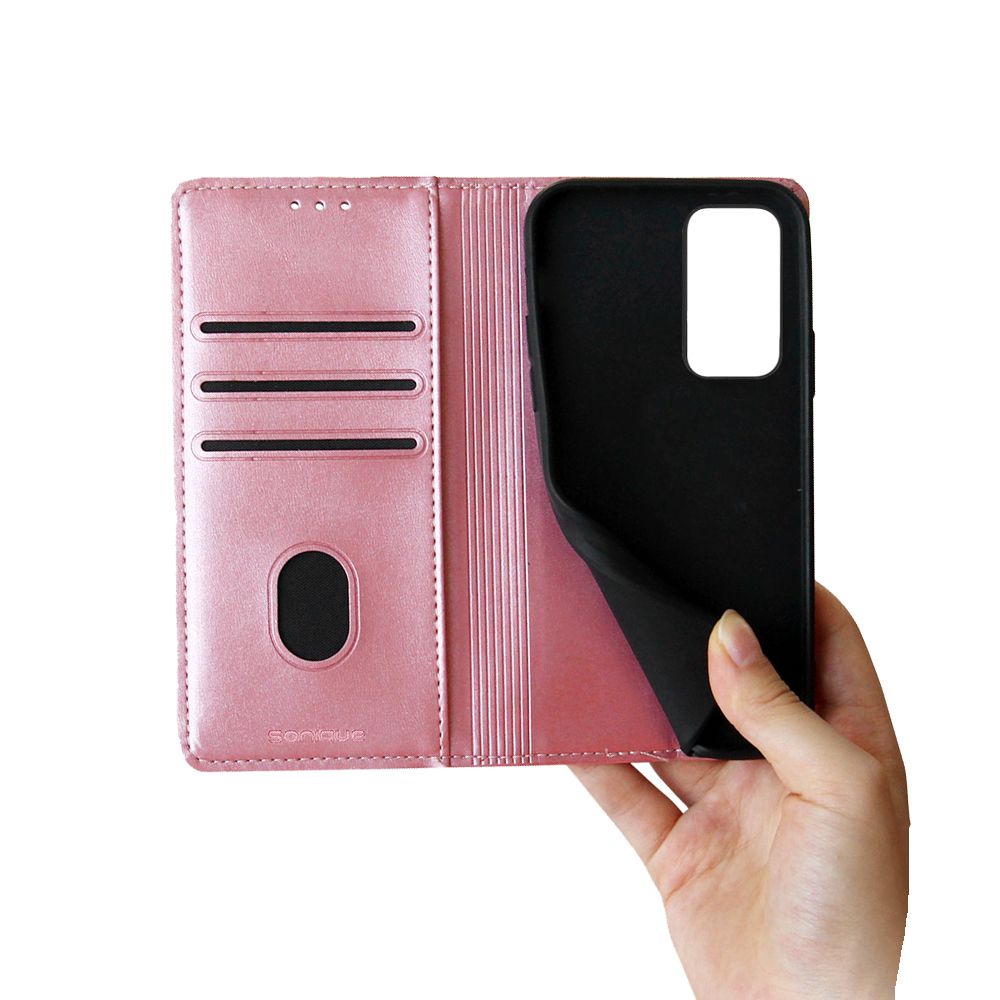 Θήκη Πορτοφόλι Vintage Magnet Wallet Sonique Motorola Edge 20 5G Ροζ Χρυσό