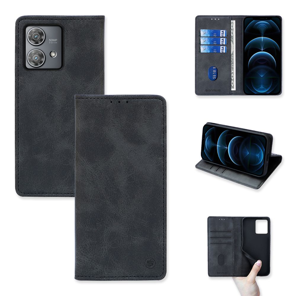 Θήκη Πορτοφόλι Vintage Magnet Wallet Sonique Motorola Edge 40 Neo 5G Μαύρο