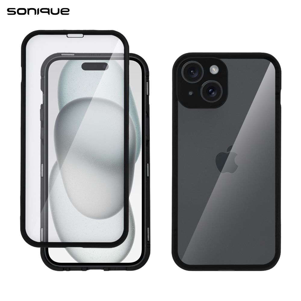 Μαγνητική Μεταλλική Θήκη 360° Full Protector Sonique για Apple iPhone 15 Μαύρο