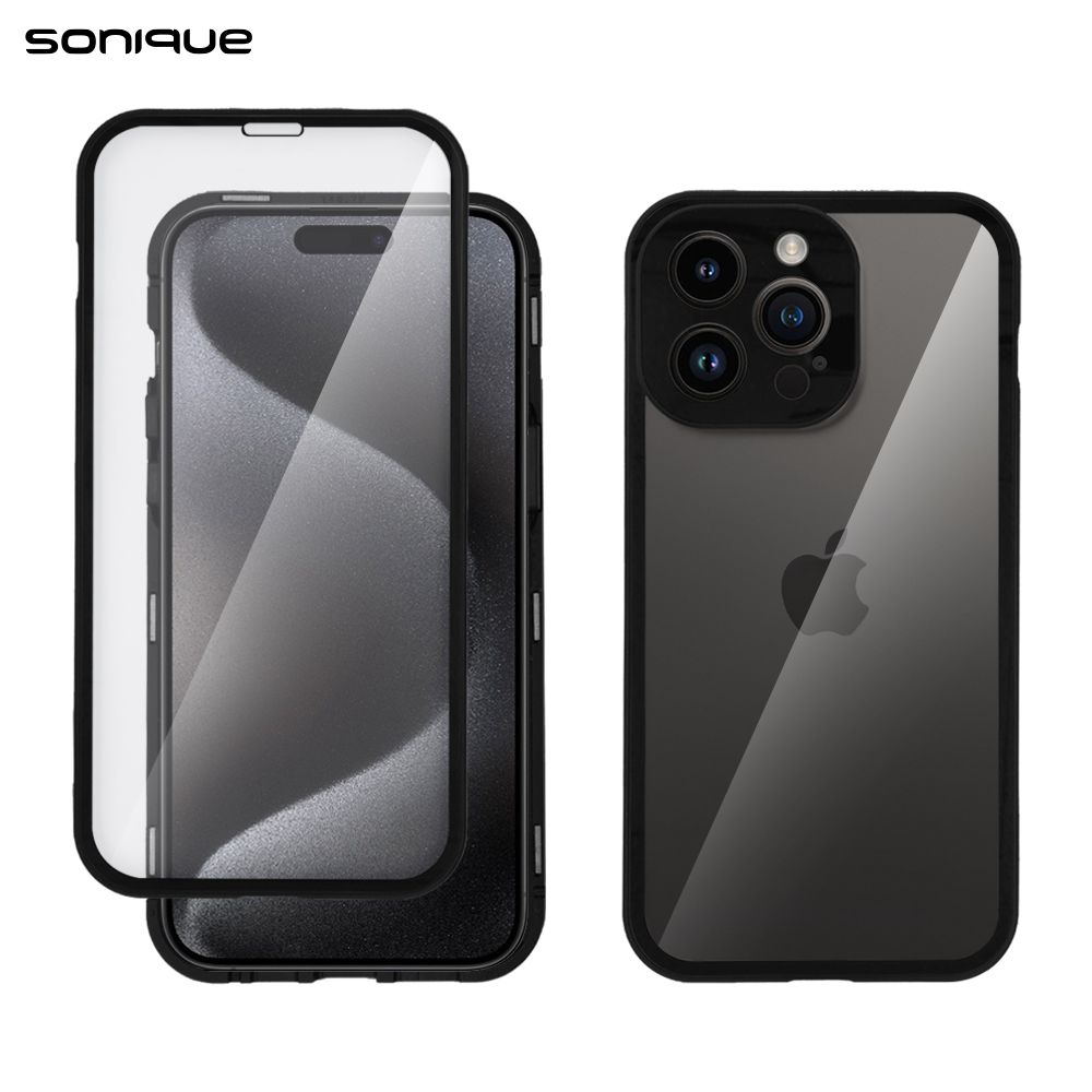 Μαγνητική Μεταλλική Θήκη 360° Full Protector Sonique για Apple iPhone 15 Pro Max Μαύρο