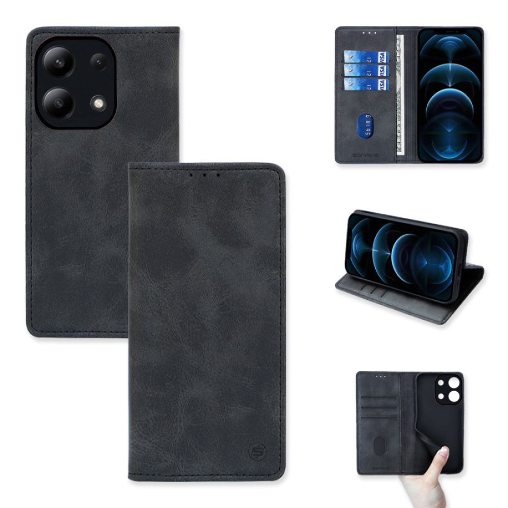Θήκη Πορτοφόλι Vintage Magnet Wallet Sonique Xiaomi Redmi Note 13 4G Μαύρο