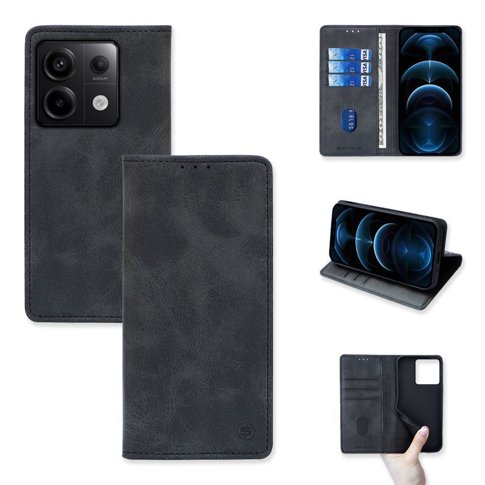 Θήκη Πορτοφόλι Vintage Magnet Wallet Sonique Xiaomi Redmi Note 13 Pro 5G / Poco X6 5G Μαύρο