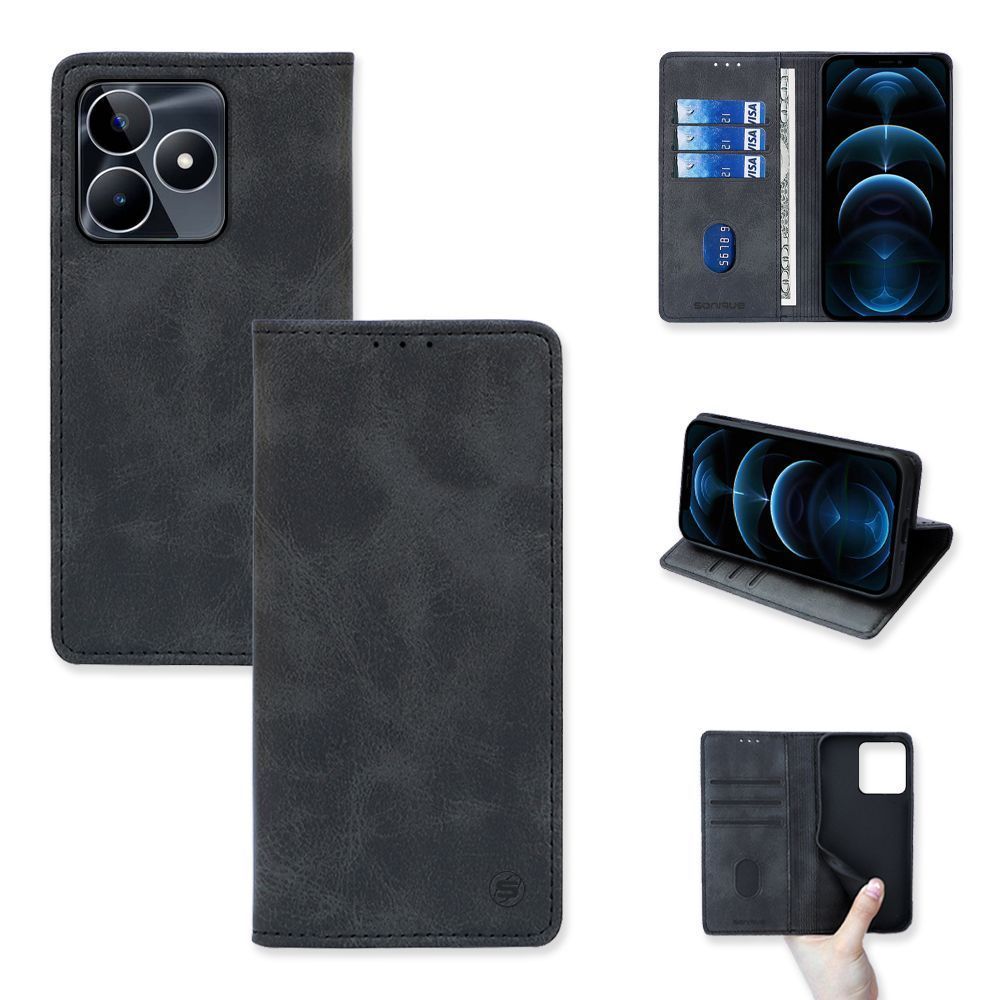 Θήκη Πορτοφόλι Vintage Magnet Wallet Sonique Realme C51 / Realme C53 / Realme Note 50 4G Μαύρο