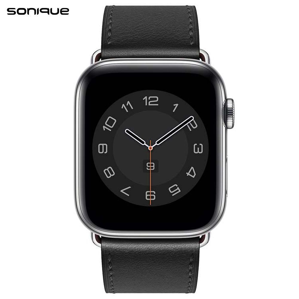 Λουράκι Δερμάτινο Hermes Leather Sonique για Apple Watch (38/40/41MM) Μαύρο