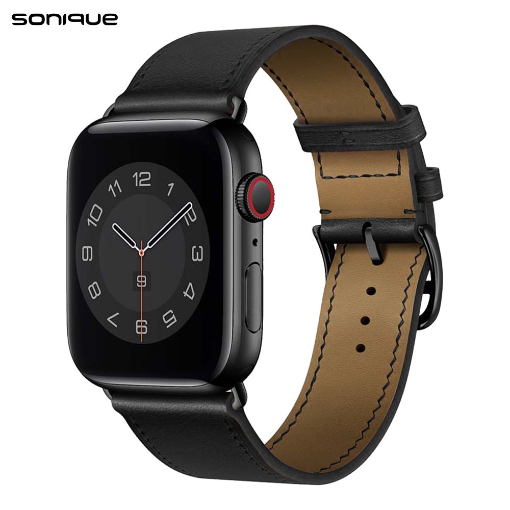 Λουράκι Δερμάτινο Hermes Leather Sonique για Apple Watch (42/44/45/49MM) Μαύρο