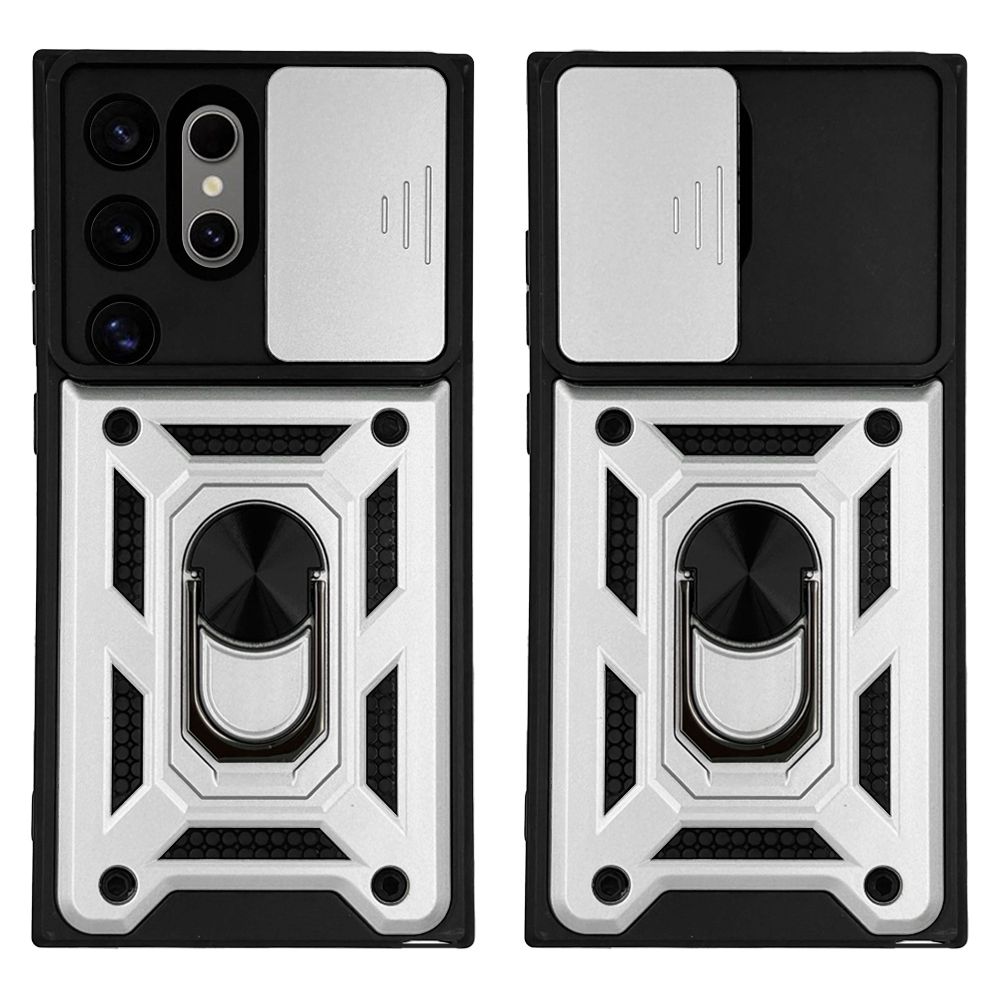 Θήκη Ring Armor CamPro Sonique για Samsung Galaxy S24 Ultra Ασημί