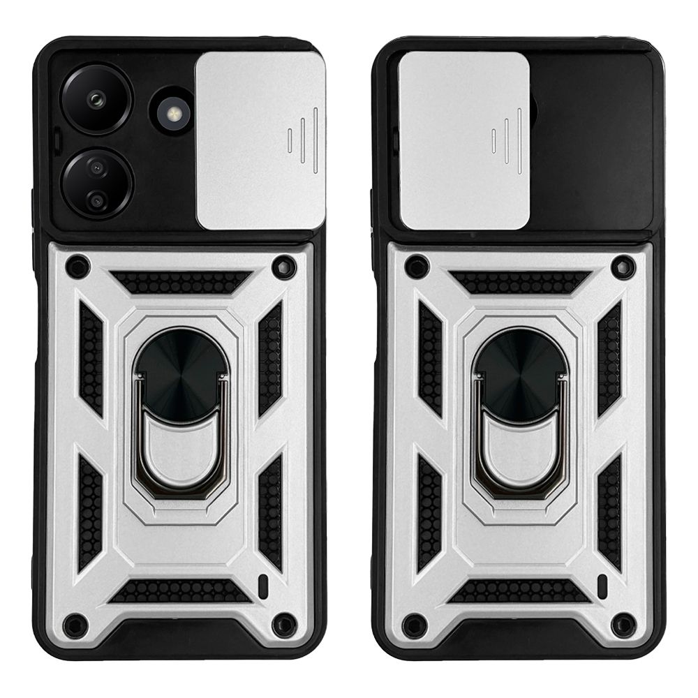 Θήκη Ring Armor CamPro Sonique για Xiaomi Redmi 13C 4G / Poco C65 4G Ασημί