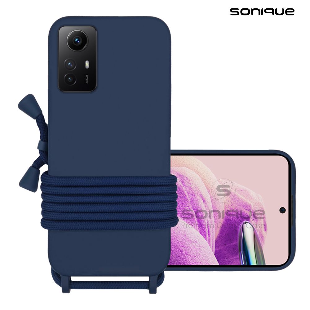 Θήκη Σιλικόνης με Κορδόνι CarryHang Sonique Xiaomi Redmi Note 12s Μπλε Σκούρο