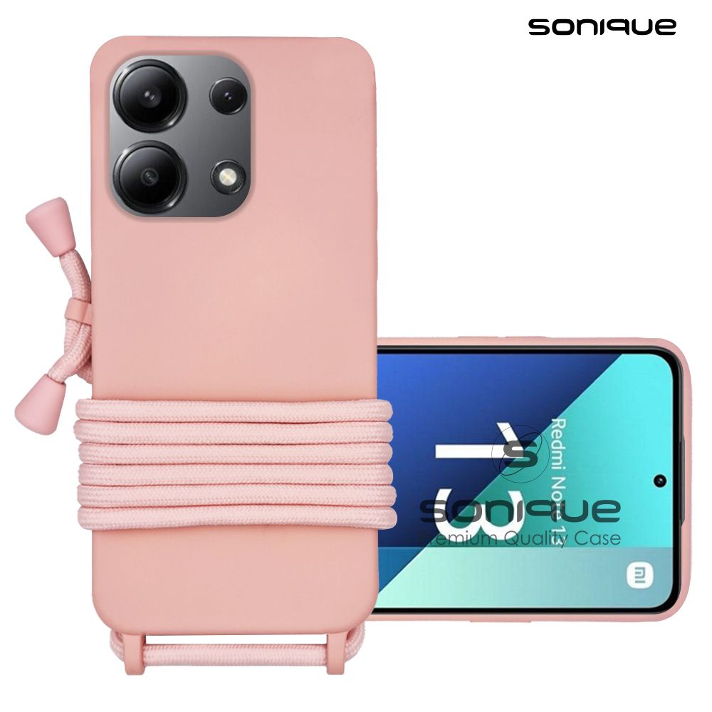 Θήκη Σιλικόνης με Κορδόνι CarryHang Sonique Xiaomi Redmi Note 13 4G Ροζ