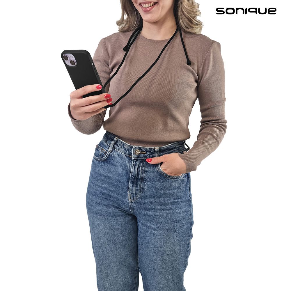 Θήκη Σιλικόνης με Κορδόνι CarryHang Sonique Xiaomi Redmi Note 13 Pro 5G / Poco X6 5G Μαύρο