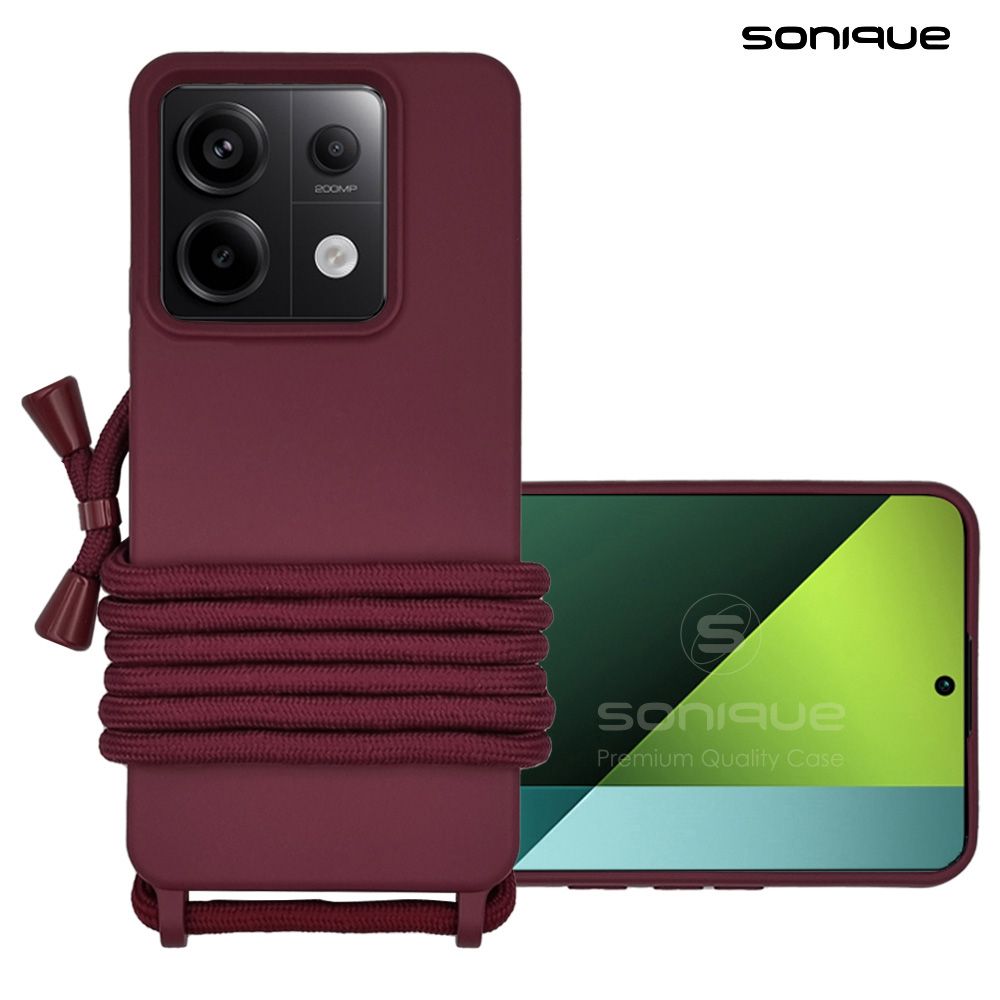 Θήκη Σιλικόνης με Κορδόνι CarryHang Sonique Xiaomi Redmi Note 13 Pro 5G / Poco X6 5G Μπορντό