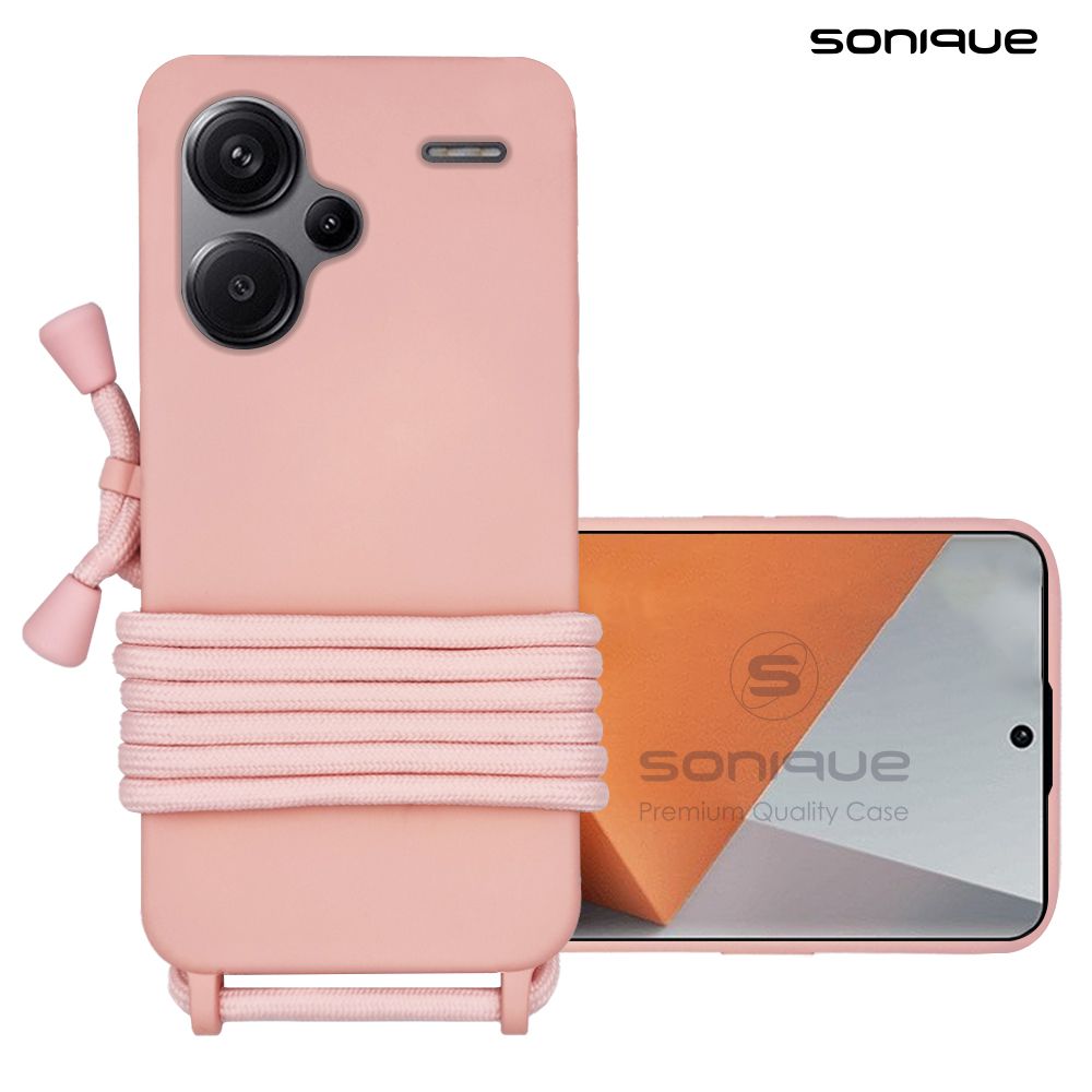 Θήκη Σιλικόνης με Κορδόνι CarryHang Sonique Xiaomi Redmi Note 13 Pro Plus 5G Ροζ