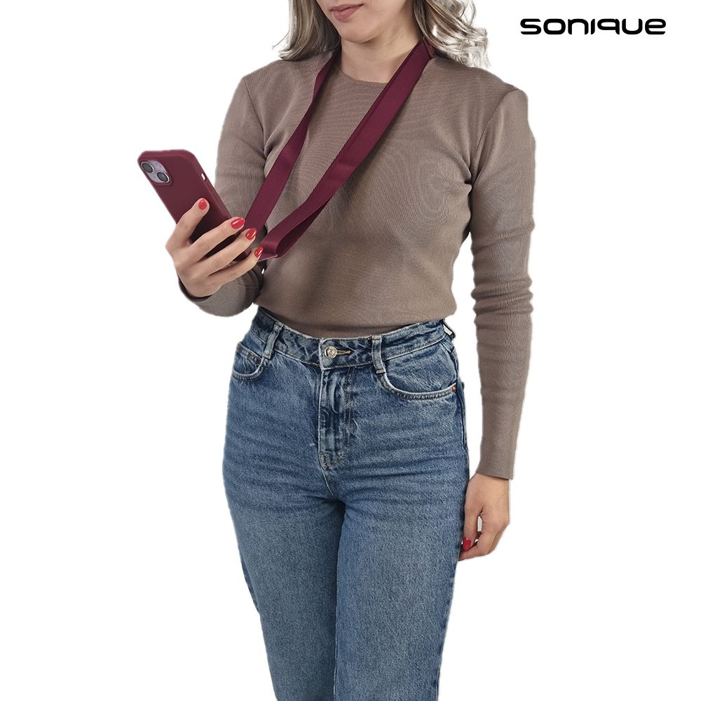 Θήκη Σιλικόνης με Strap CarryHang Sonique Realme C55 Μπορντό