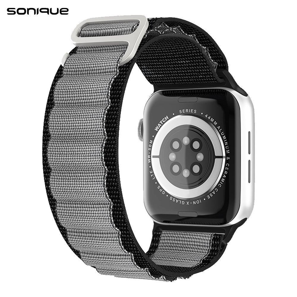 Λουράκι Nylon Alpine Loop Band Sonique για Apple Watch (42/44/45/46/49MM) Μαύρο / Γκρι