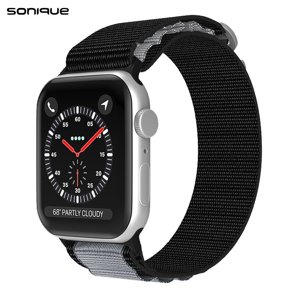 Λουράκι Nylon Alpine Loop Band Sonique για Apple Watch (42/44/45/46/49MM) Μαύρο / Γκρι