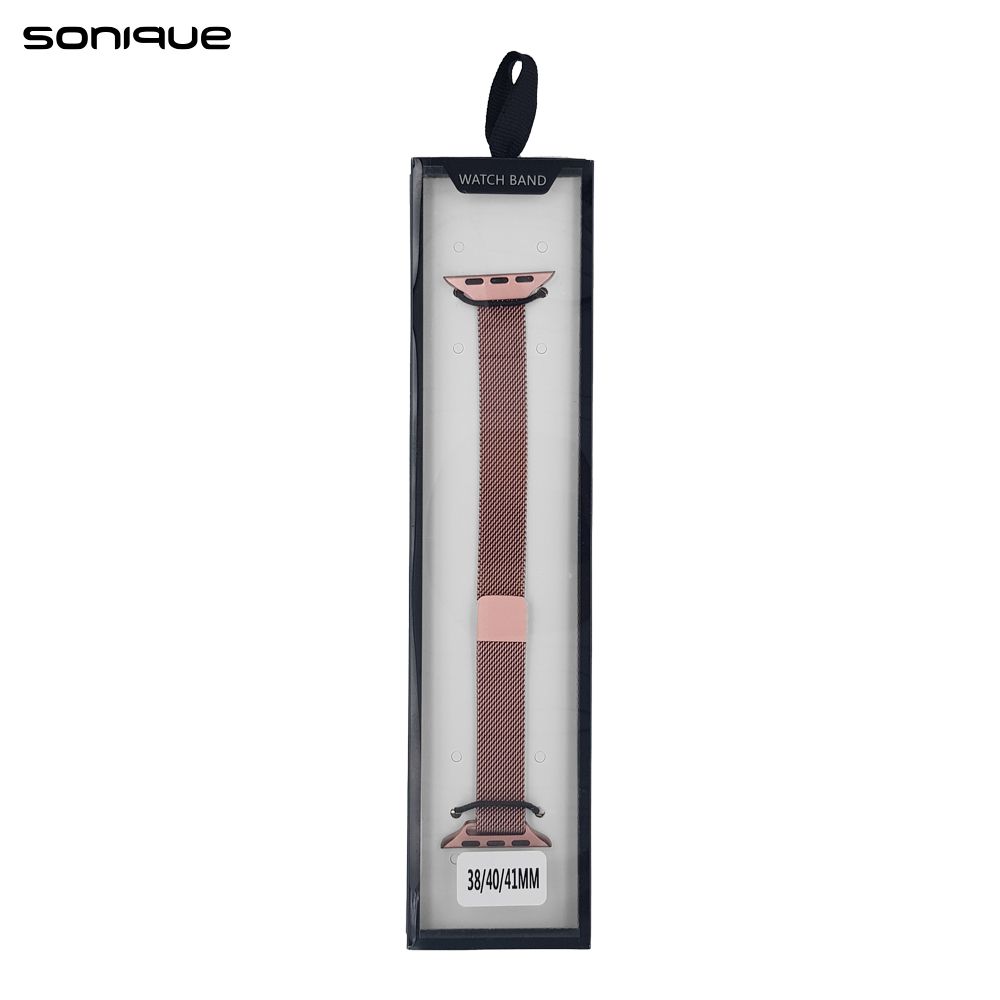 Λουράκι Stainless Steel Milanese Slim Sonique για Apple Watch (38/40/41MM) Ροζ Χρυσό