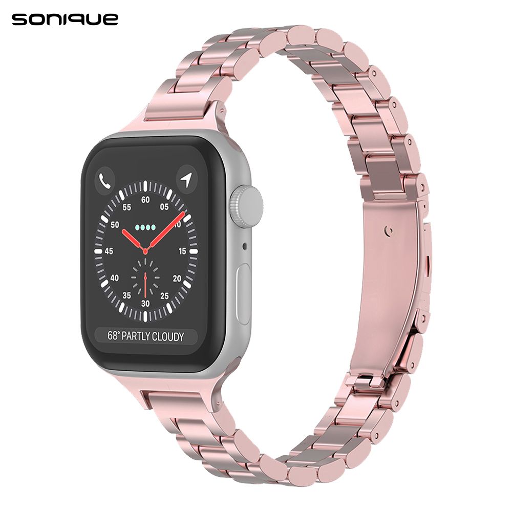 Λουράκι Stainless Steel Slim Bracelet Sonique Classic για Apple Watch (38/40/41MM) Ροζ Χρυσό
