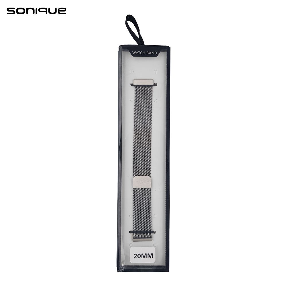 Λουράκι Milanese Dual Stainless Steel Sonique 20mm για Samsung, Huawei, Amazfit, Xiaomi, Honor Ασημί
