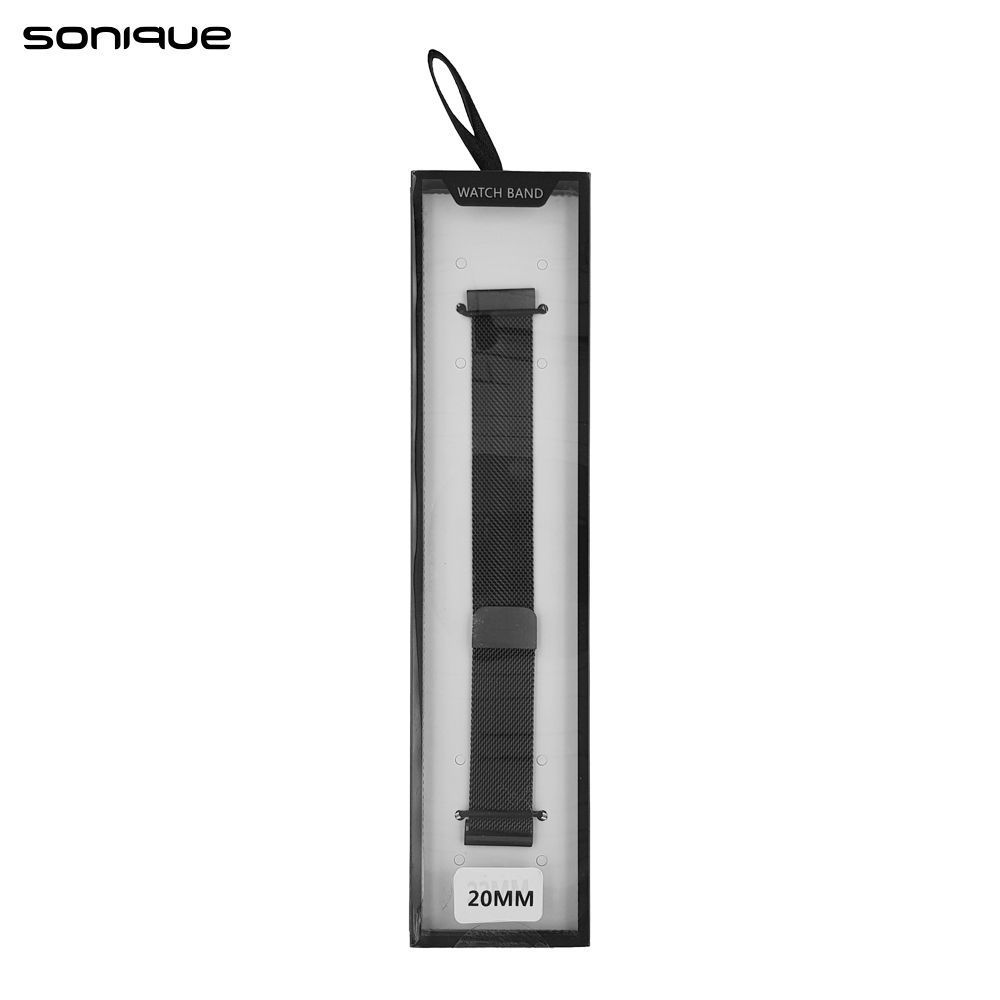 Λουράκι Milanese Dual Stainless Steel Sonique 20mm για Samsung, Huawei, Amazfit, Xiaomi, Honor Μαύρο