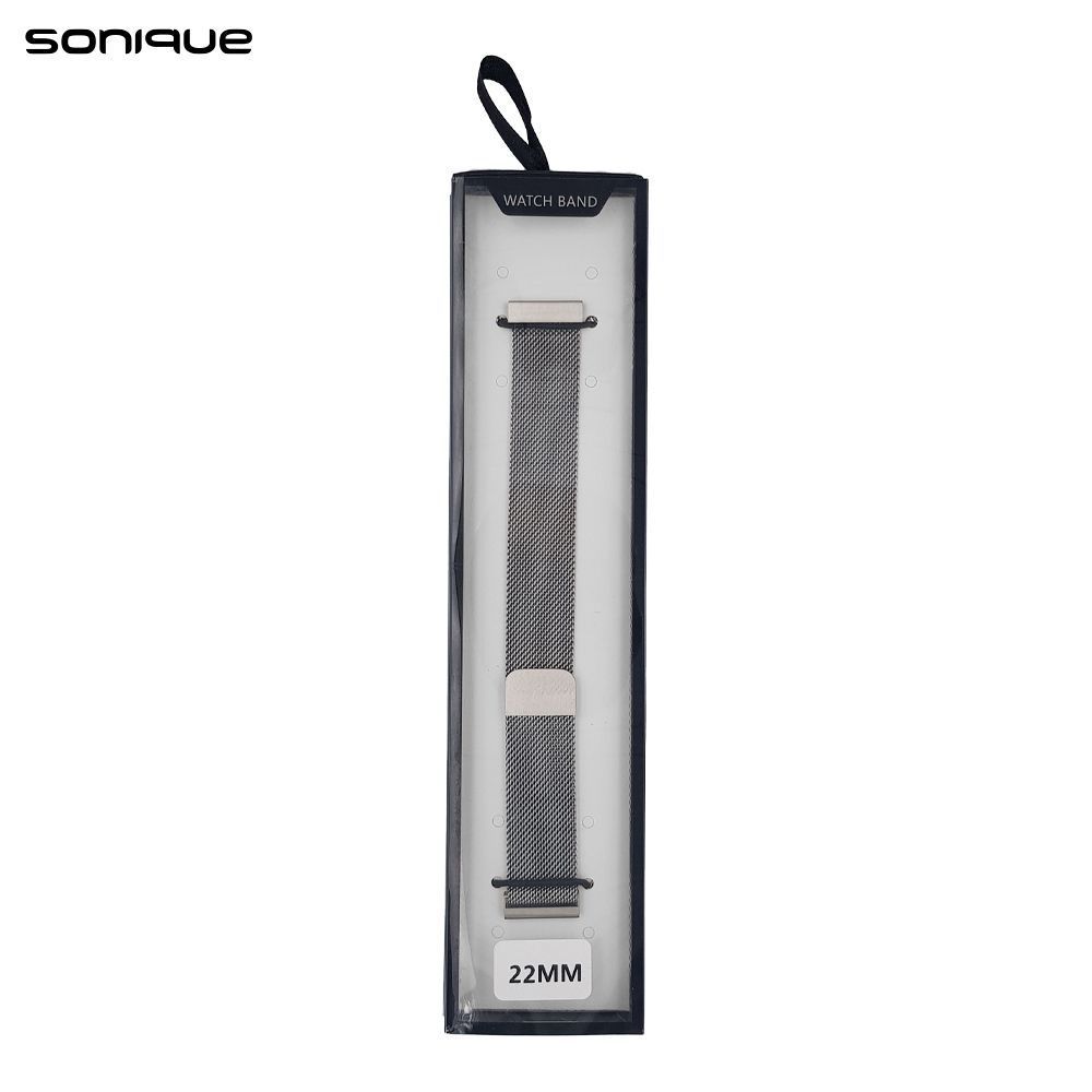 Λουράκι Milanese Dual Stainless Steel Sonique 22mm για Samsung, Huawei, Amazfit, Xiaomi, Honor Ασημί