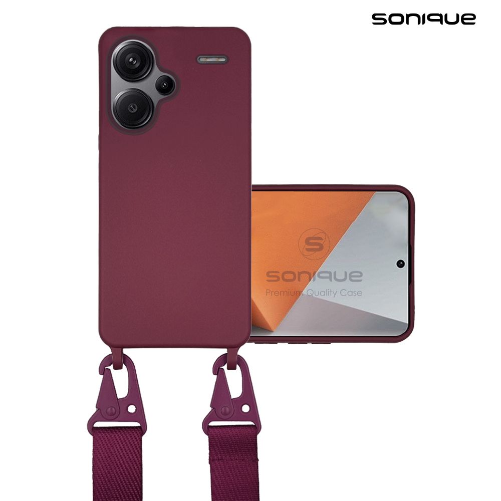 Θήκη Σιλικόνης με Strap CarryHang Sonique Xiaomi Redmi Note 13 Pro Plus 5G Μπορντό
