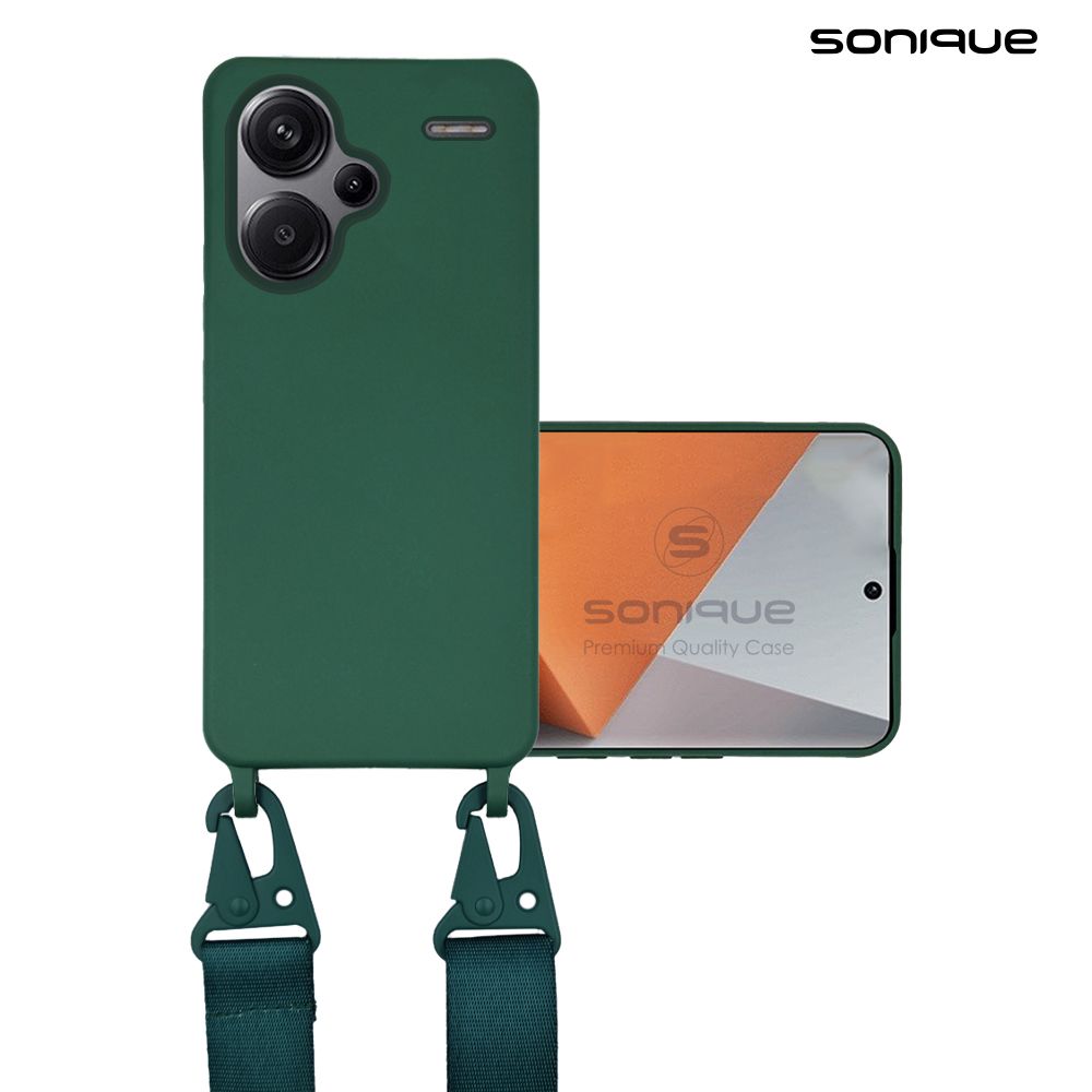 Θήκη Σιλικόνης με Strap CarryHang Sonique Xiaomi Redmi Note 13 Pro Plus 5G Πράσινο Σκούρο