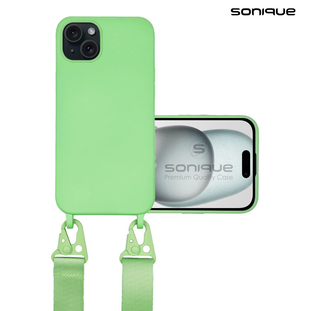 Θήκη Σιλικόνης με Strap CarryHang Sonique Apple iPhone 15 Plus Πράσινο Ανοιχτό