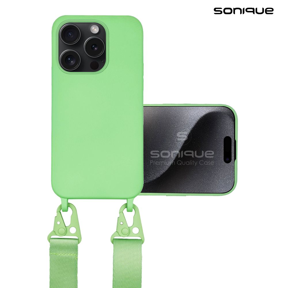 Θήκη Σιλικόνης με Strap CarryHang Sonique Apple iPhone 15 Pro Πράσινο Ανοιχτό