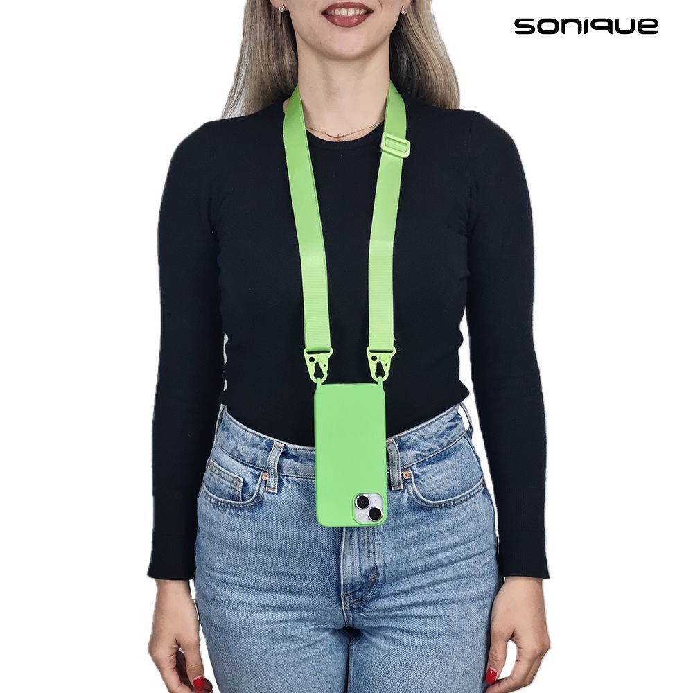Θήκη Σιλικόνης με Strap CarryHang Sonique Apple iPhone 15 Pro Πράσινο Ανοιχτό
