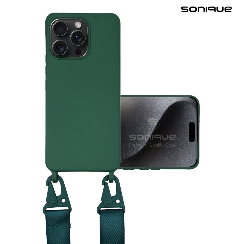 Θήκη Σιλικόνης με Strap CarryHang Sonique Apple iPhone 15 Pro Max Πράσινο Σκούρο
