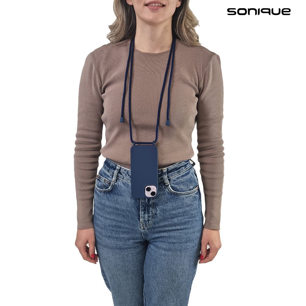 Θήκη Σιλικόνης με Κορδόνι CarryHang Sonique Apple iPhone 15 Pro Max Μπλε Σκούρο
