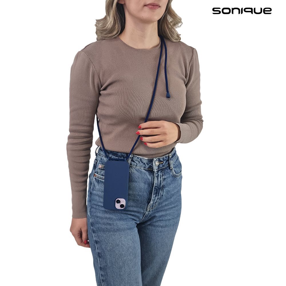 Θήκη Σιλικόνης με Κορδόνι CarryHang Sonique Apple iPhone 15 Pro Max Μπλε Σκούρο