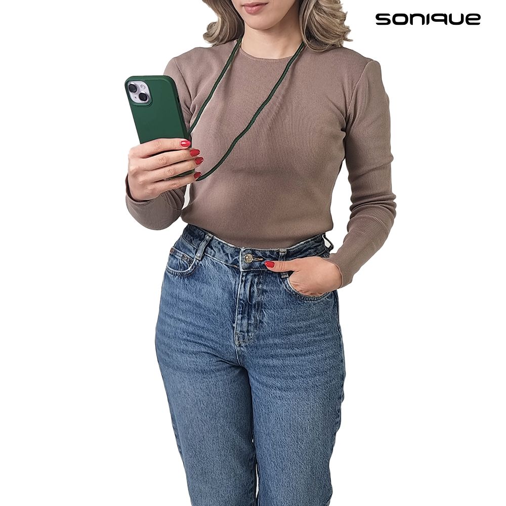 Θήκη Σιλικόνης με Κορδόνι CarryHang Sonique Apple iPhone 15 Pro Max Πράσινο Σκούρο