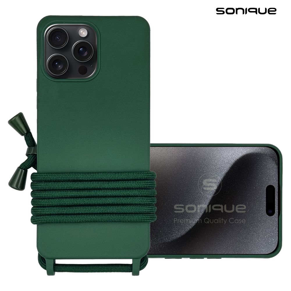 Θήκη Σιλικόνης με Κορδόνι CarryHang Sonique Apple iPhone 15 Pro Max Πράσινο Σκούρο