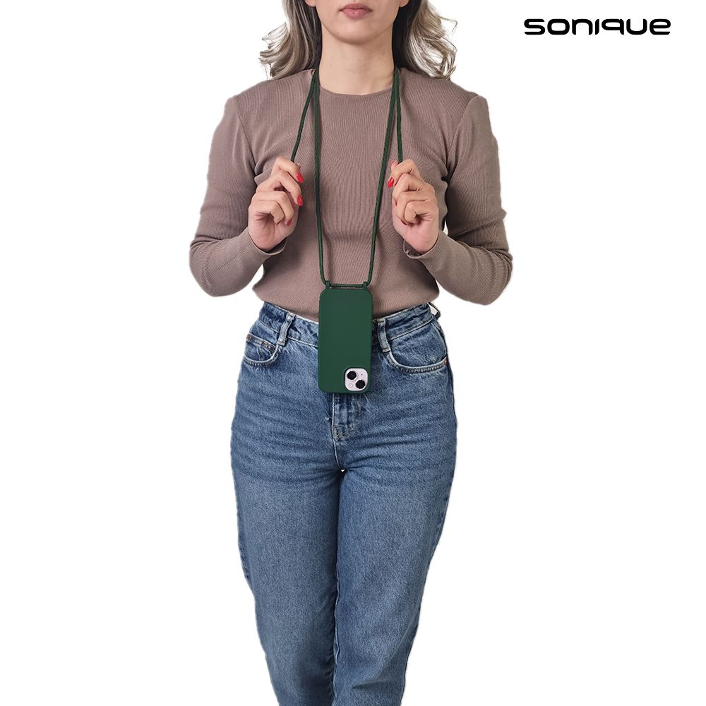 Θήκη Σιλικόνης με Κορδόνι CarryHang Sonique Apple iPhone 15 Pro Max Πράσινο Σκούρο