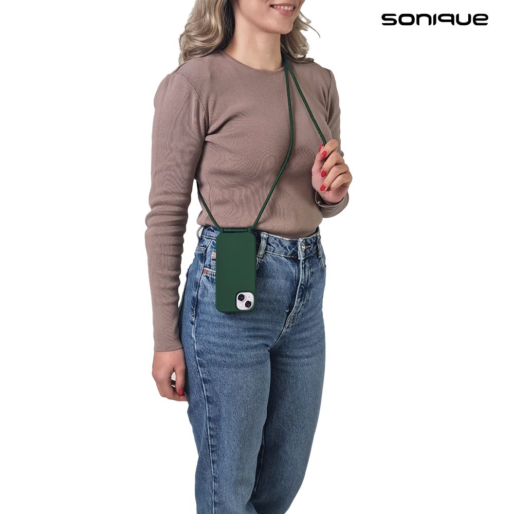 Θήκη Σιλικόνης με Κορδόνι CarryHang Sonique Apple iPhone 15 Pro Max Πράσινο Σκούρο