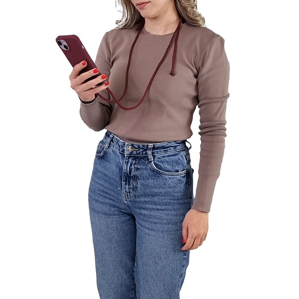 Θήκη Σιλικόνης με Κορδόνι CarryHang Sonique Xiaomi Redmi Note 13 Pro 4G / Poco M6 Pro 4G / Redmi Note 14S Μπορντό