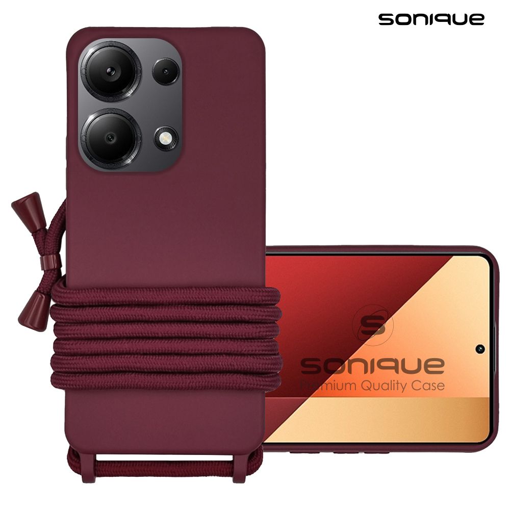 Θήκη Σιλικόνης με Κορδόνι CarryHang Sonique Xiaomi Redmi Note 13 Pro 4G / Poco M6 Pro 4G / Redmi Note 14S Μπορντό