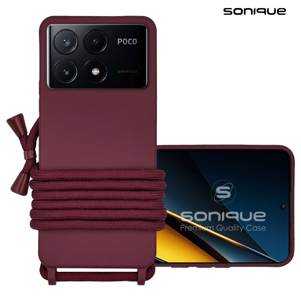 Θήκη Σιλικόνης με Κορδόνι CarryHang Sonique Xiaomi Poco X6 Pro 5G Μπορντό