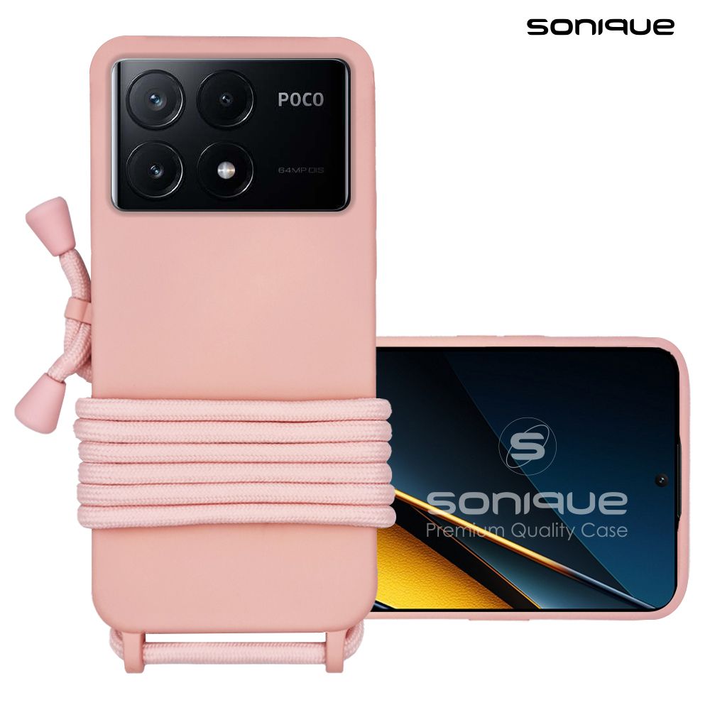 Θήκη Σιλικόνης με Κορδόνι CarryHang Sonique Xiaomi Poco X6 Pro 5G Ροζ