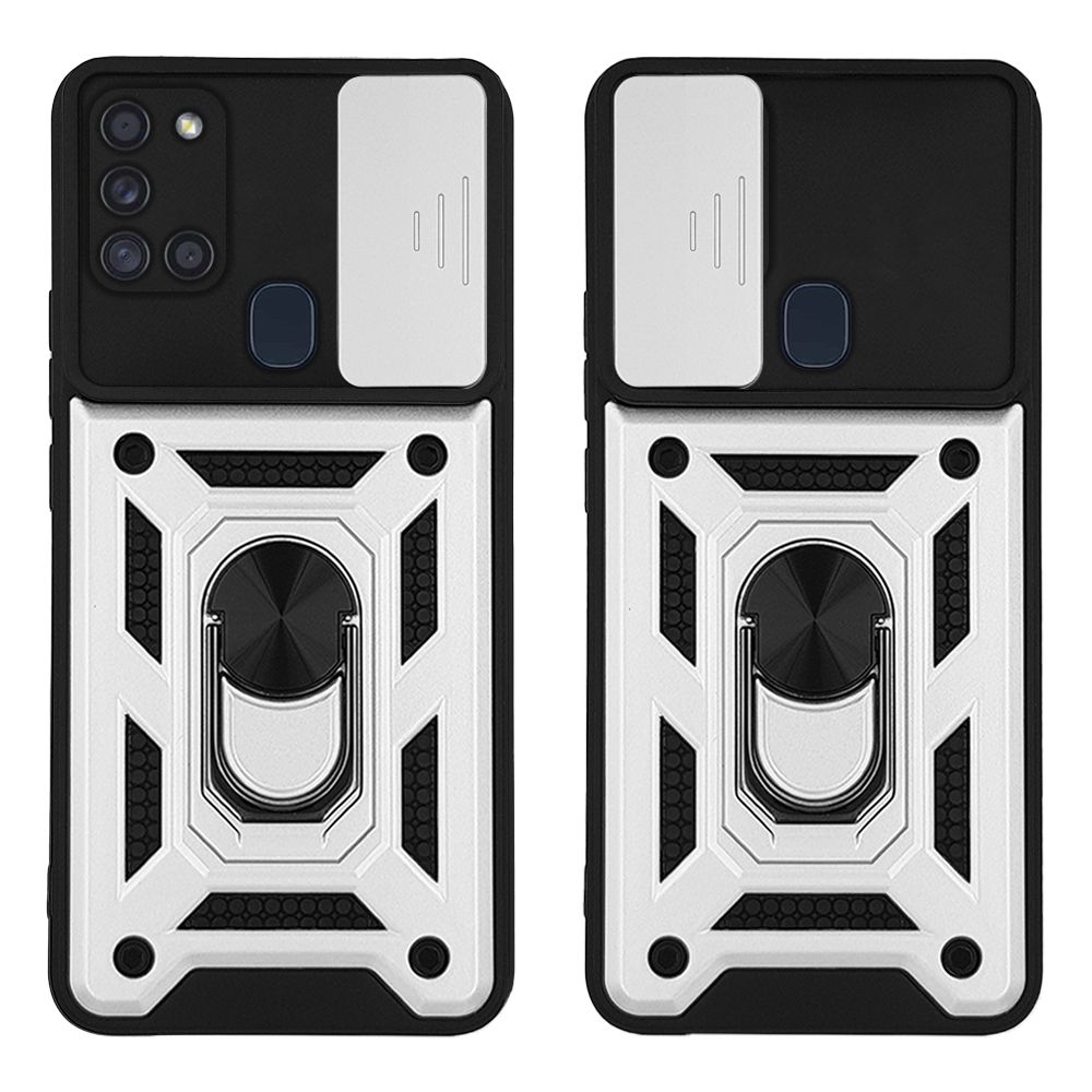 Θήκη Ring Armor CamPro Sonique για Samsung Galaxy A21s Ασημί
