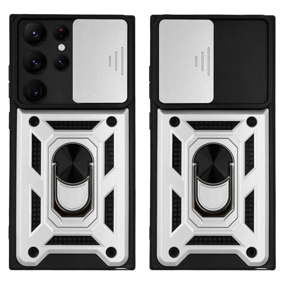 Θήκη Ring Armor CamPro Sonique για Samsung Galaxy S22 Ultra Ασημί