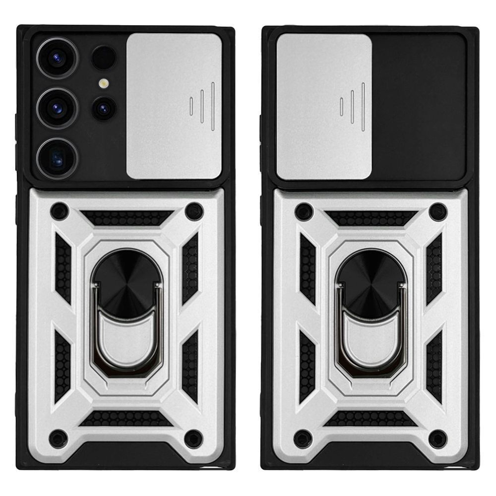 Θήκη Ring Armor CamPro Sonique για Samsung Galaxy S23 Ultra Ασημί