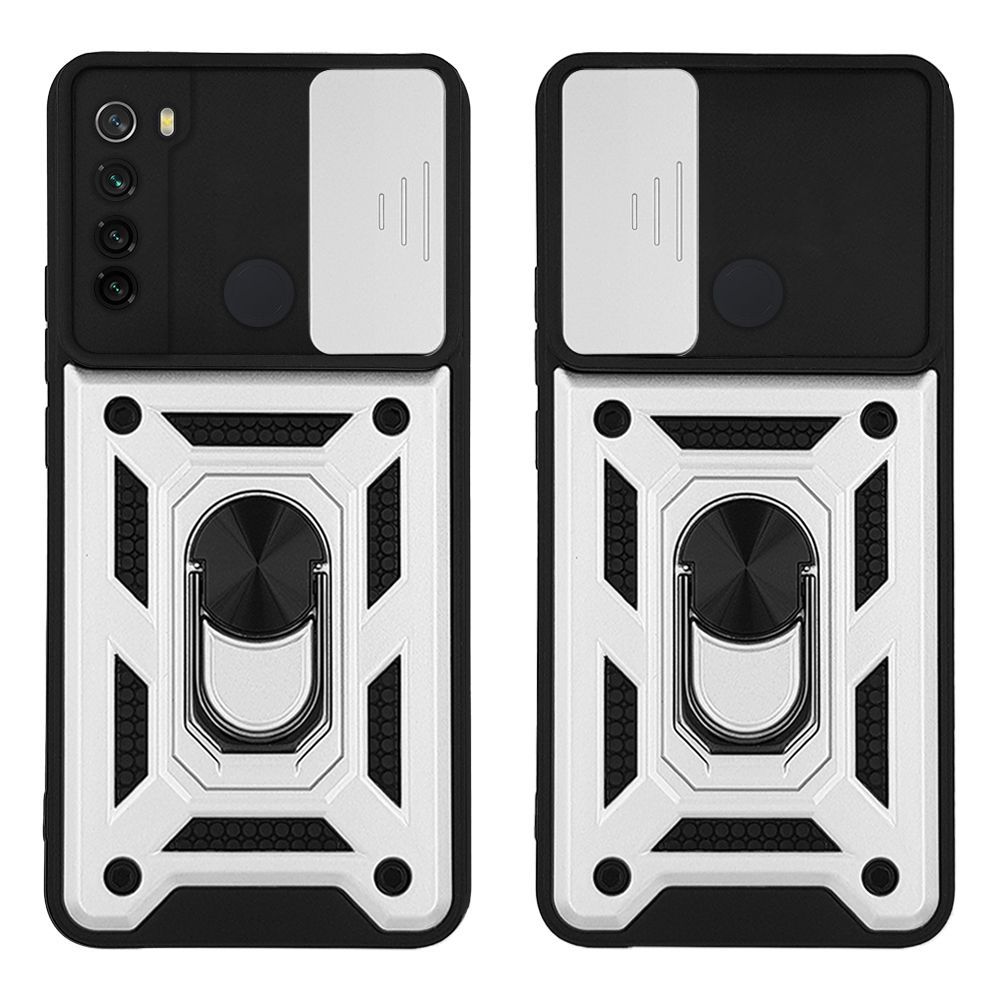 Θήκη Ring Armor CamPro Sonique για Xiaomi Redmi Note 8 / Redmi Note 8 2021 Ασημί
