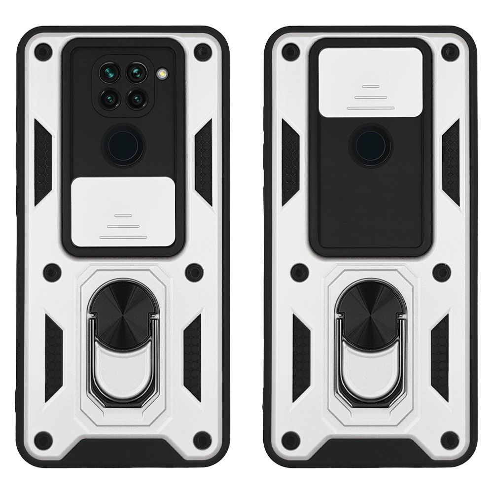 Θήκη Ring Armor CamPro Sonique για Xiaomi Redmi Note 9 Ασημί