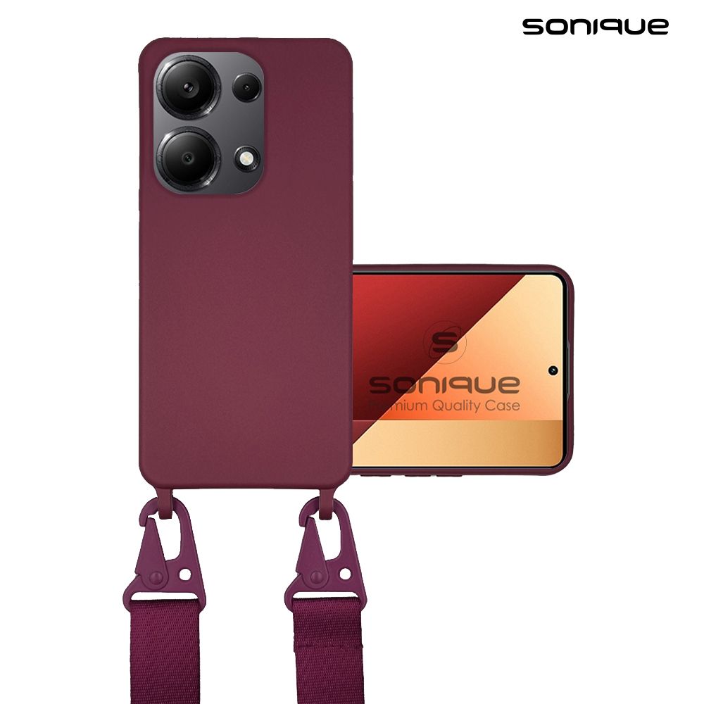 Θήκη Σιλικόνης με Strap CarryHang Sonique Xiaomi Redmi Note 13 Pro 4G / Poco M6 Pro 4G / Redmi Note 14S Μπορντό